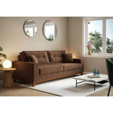 Imagem de Sofá Vitória 2,10m L com 3 Lugares em Suede - CIALAR MÓVEIS, Marrom