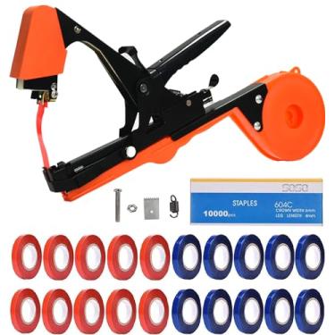 Imagem de SUCA Máquina de amarrar plantas, painéis de gado para jardim, ferramenta de amarração de videira com 10.000 peças de grampo, 21 rolos, fita adesiva para uvas, fita adesiva (conjunto de tapetool 1 peça