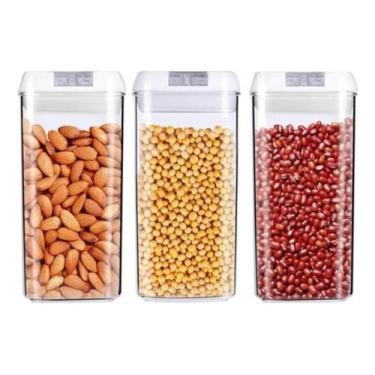 Imagem de Kit 3 Potes Herméticos Acrílico 1200ml Com Colheres E Adesivos - Top R