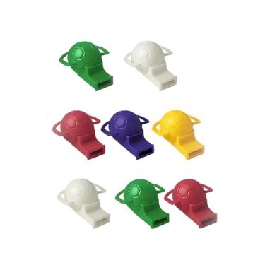 Imagem de Apito Infantil em Formato de Bola de Futebol – Kit com 8 Unidades Coloridas – Plástico Polipropileno – Ideal para Lembrancinha, Saquinho Surpresa, Festas, Brindes