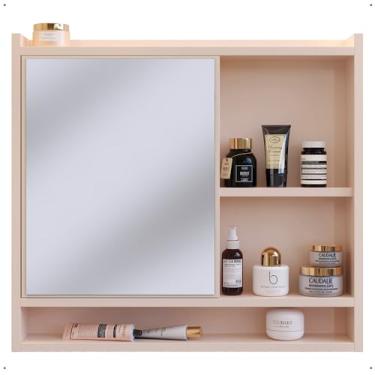 Imagem de Armário Com Espelho E Prateleiras Para Banheiro 1 Porta Organizador Espelheira Parede Elegante Aqua