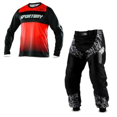 Imagem de Conjunto Roupa Motocross Trilha Enduro Calça Insane In Black E Camisa 