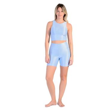 Imagem de Conjunto Esportivo Shorts Básico + Top Cropped em Tecido Half Shine Wunder-Feminino