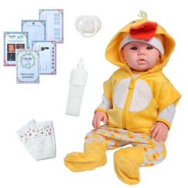 Imagem de Bebê Reborn Careca Realista Vinil com Roupinha de Pato - Cegonha Rebor
