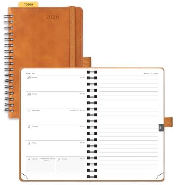 Imagem de POPRUN Caderno semanal Planner 2026 (janeiro a dezembro), tamanho pequeno 10 x 16,25 cm - Calendário de bolso 2026 para bolsa com capa espiral macia, régua de plástico, bolso interno, 100 GSM TJ