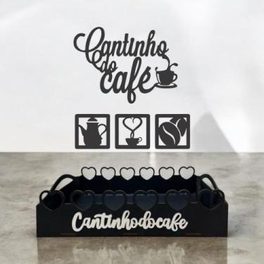 Imagem de Bandeja Cantinho do Café Com Apliques em MDF Para Decoração - VIVA DEC