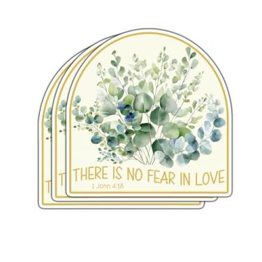 Imagem de Adesivo Cristão There is No Fear in Love Citações Inspiradoras Versículo da Bíblia 1 João 4:18 Jesus Vinil Decalque Adesivos para Tumbler Laptop Kindle Garrafas de Água Livro Telefone Tablet - Tamanho
