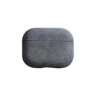 Imagem de Capa de couro para AirPods Alcantara de luxo importado da Itália, capa de fone de ouvido feita à mão para Airpod (cinza, Airpod 4)