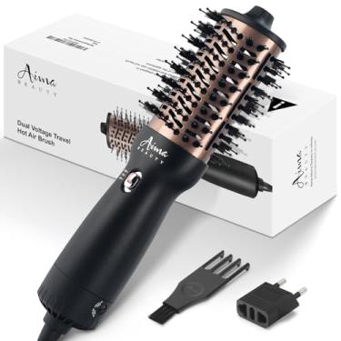 Imagem de Aima Beauty Escova De Ar Quente 4 Em 1 Para Viagem Em Todo O Mundo, Escova De Dupla Voltagem, Formato Oval, Volumizador De Cabelo Em Uma Etapa, Alisador, Secador De Cabelo, Escova Com Trava Iônica