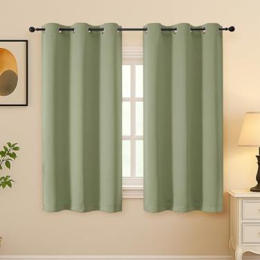 Imagem de Simplebrand Cortinas verdes sálvia para quarto de 153 cm de comprimento, conjunto de 2 painéis, cortinas com isolamento térmico para quarto de bebê, cortinas lisas e macias para tratamento de janela