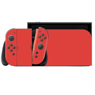 Imagem de Skin Wrap for Switch 2, Full Set Vinyl Decal Cover Sticker for Game Console Joycons, Handle Grips & Dock (Red)