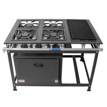 Imagem de Fogão Industrial 4 Bocas 2 Duplas a Gás Baixa Pressão MR Fogões com Ch