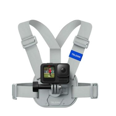 Imagem de TELESIN Suporte magnético no peito de liberação rápida com almofada de ar grossa compatível com Go Pro Hero 13 12 11 10 9, AKASO, Insta360 X5, câmeras de ação DJI Osmo, conforto e estabilidade de