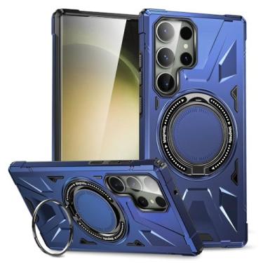 Imagem de Capa magnética com suporte giratório 360° para Samsung Galaxy S24, S23 Ultra Plus, S23FE, capa protetora à prova de choque, azul, para Samsung S24Ultra