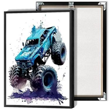 Imagem de Monstro Caminhão Aquarela Posters Cool Off Road Veículos Arte de Parede Carro Extremo Corrida Esportes Estética Impressão Pintura Para Meninos Sala de Jogos Quarto Decoração de Parede 30 x 40 cm Sem