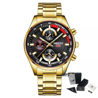 Imagem de Relógio Masculino Analógico Cronógrafo Funcional Nibosi 2375, Dourado