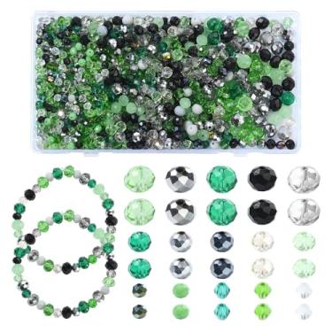 Imagem de UR URLIFEHALL 1000 peças de contas de vidro Rondelle facetadas aleatórias série verde contas espaçadoras de cristal para pulseiras, colares, brincos, fabricação de joias