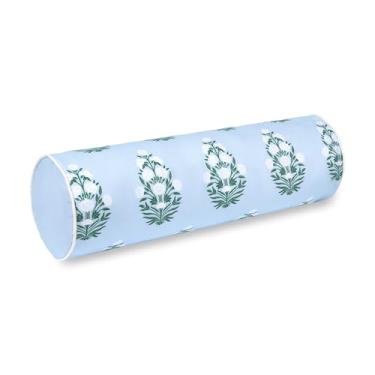 Imagem de Hofdeco Premium Capa de almofada Coastal Grandmillennial Patio Indoor Outdoor Bolster Only, 15.2 cm x 50.8 cm repelente de água para quintal, sofá, piscina, azul bebê verde estampa flor