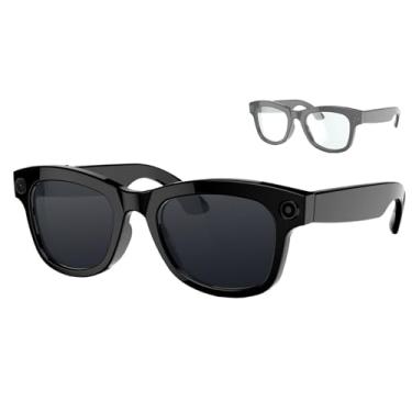 Imagem de Óculos Inteligentes Para Gravação De Vídeo HD 1080P Com Wi-Fi/Bluetooth 5.3, Câmera Ultra-ampla De 5MP E Controle De Voz Por IA, Óculos Esportivos Para Atividades Ao Ar Livre(Black+hyaline)