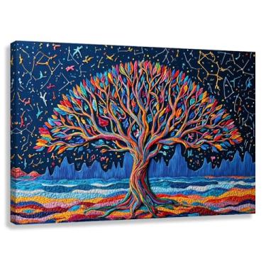 Imagem de Árvore da Vida Arte de parede Impressão em tela Oceano cósmico Decoração para sala de estar Quarto 60x40cmx1