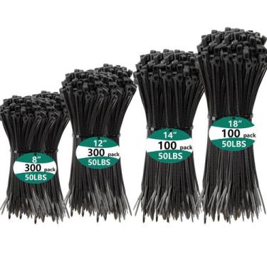 Imagem de Abraçadeiras MasiStranth 800 PCS pretas, tamanhos variados, nylon