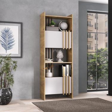 Imagem de Estante Para Livros Com 2 Portas Arbos Olmo/branco