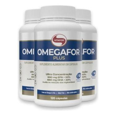 Imagem de Kit 03 Omegafor Plus Ômega 3 120 Cápsulas Vitafor