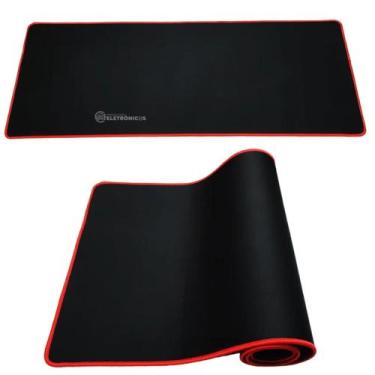 Imagem de MousePad Gamer XXL 80x30cm com Superfície Rápida para FPS e Borda Verm