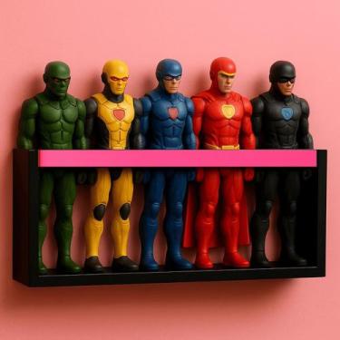 Imagem de Estante de brinquedos Prateleira organizadora de bonecos super heróis,