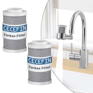 Imagem de 2 cartuchos de filtro de água de fibra de carbono – purificador de carbono reduz 99% de cloro, dura 528 galões de água da torneira, cartucho filtrado de 3,3 cm (D) x 5,7 cm (A), apenas para sistema de