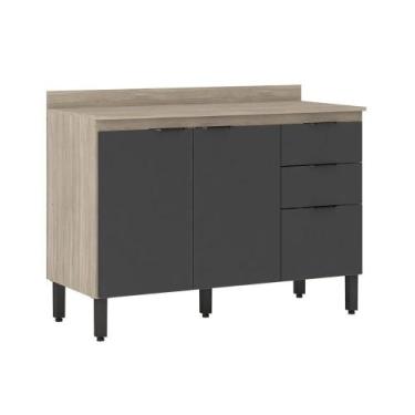 Imagem de Balcão de Cozinha c/ Tampo Firenze c/ 3 Portas e 2 Gavetas 120cm Avena