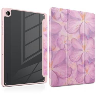 Imagem de MEEgoodo Capa para Samsung Galaxy Tab A9 Plus 27.9 cm 2023 com suporte para caneta S, capa para tablet com revestimento traseiro de acrílico transparente + suporte de três dobras + despertar/hibernar