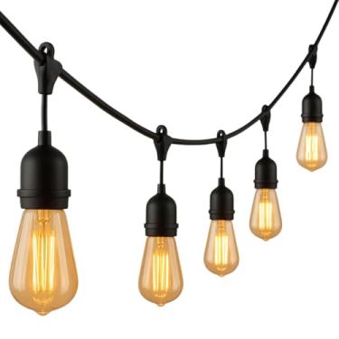 Imagem de Kit Varal de Luzes Festão com 15 Soquetes E27 de 15m com Lâmpadas LED ST64 4w Branco Quente para Decoração e Festas