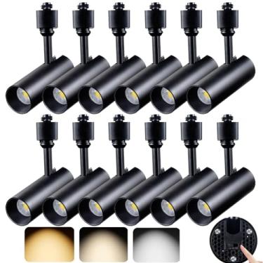 Imagem de AIBISOD Pacote com 12 cabeças de iluminação de pista LED tipo H luz de trilho regulável 10W preto cabeça de luzes de trilha, luminárias de teto 3000K 4000K 6000K Cabeças de luz de pista ajustáveis