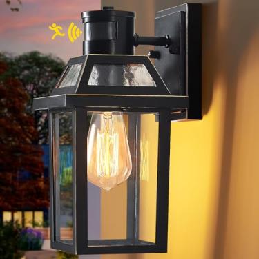 Imagem de Luzes de parede externas com sensor de movimento, luz de varanda externa 3 modos de iluminação, luminária externa do crepúsculo ao amanhecer, à prova d'água, luzes externas para casa, porta, pátio