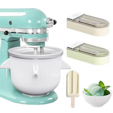 Imagem de Acessório para máquina de sorvete KitchenAid, tigela de sorvete de 2 litros compatível com batedeiras de 4,5 litros e maiores, sorvete de iogurte congelado e sorvete com 2 modelos da Aligat