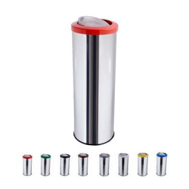 Imagem de Lixeira Inox Com Tampa Basculante Flip-top 30 Litros Cesto De Lixo - C