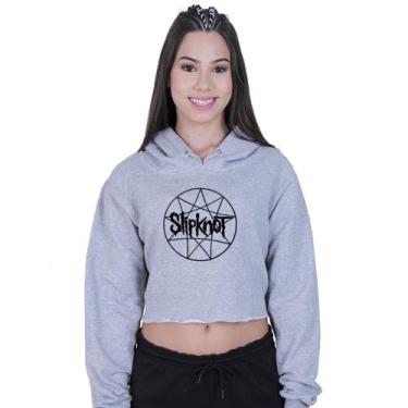 Imagem de Cropped Moletom Feminino Slipknot World Rock Banda - Lafre, Cinza, P