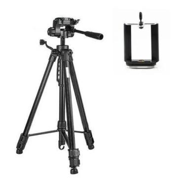 Imagem de Tripe Universal 1,70 preto Câmeras Fotográficas com suporte para celul