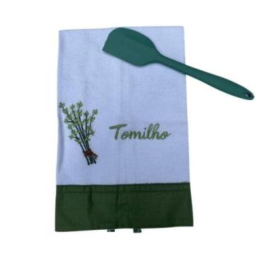 Imagem de Pano De Prato Bordado Para Cozinha Com Espatula Grande - Utensilios Do