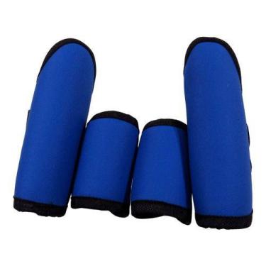 Imagem de Jogo de Caneleira Lisa Azul E.V.A Fecho Regulável Cavalo - Couros Alla