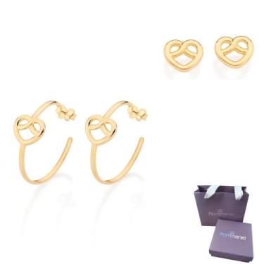 Imagem de Kit Brincos Primeiro Segundo Furo Coração Infinito Rommanel - Farinni