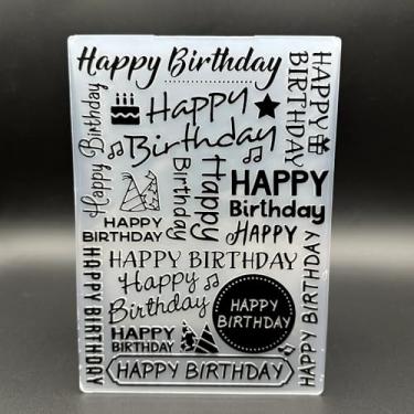 Imagem de Modelo de pasta em relevo de plástico 3D, textura de texto de feliz aniversário, 12 x 17 cm para fazer cartões, faça você mesmo, scrapbook, papel, artesanato, artesanato, scrapbook, artes, decoração