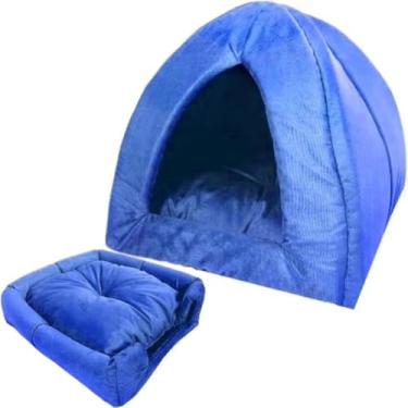 Imagem de Cama de Gato com Almofada Confortável Tatame para Yorkshire Shitzu e Semelhantes Toca Pet(Azul)