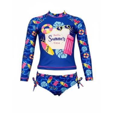 Imagem de Kit Piscina praia Blusa Térmica Proteção Uv50 e Biquíni - Rey Shop, Az