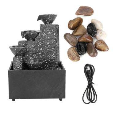 Imagem de Ornamento de Fonte de água de Mesa USB Com Luzes LED para Decoração de Escritório Doméstico, USB/operado por Bateria - Adequado para Quarto, Sala de Estar, Escritório [material