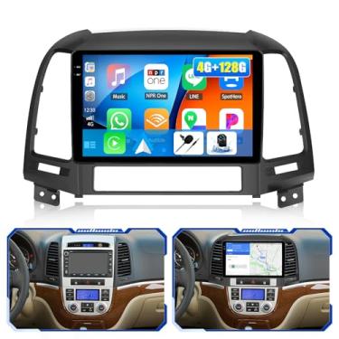 Imagem de [4 + 128 G] Rádio estéreo para carro Android 15 para Hyundai Santa Fe 2006-2012 com carro sem fio e Android Auto, rádio de carro de 23 cm com conexão espelhada, Bluetooth, FM/RDS, WiFi, GPS EQ, DSP