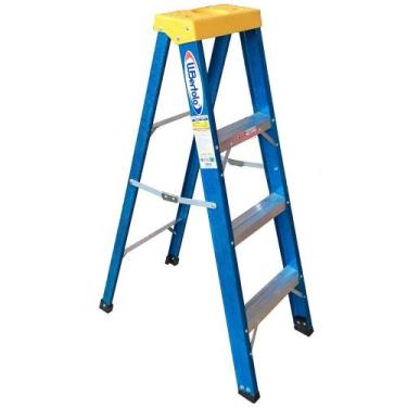 Imagem de Escada Tesoura Premium em Alumínio e Fibra 4 Degraus 1,20 Metros WBERT
