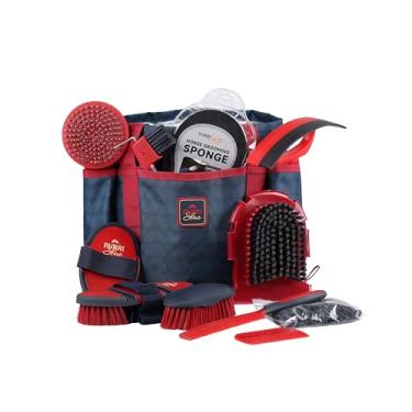 Imagem de Furrishine 11 kit de cuidados para cavalos, pente de curry, raspador de suor, utensílios de banho para cavalos, ferramentas de cuidados com bolsa de armazenamento Shadowberry