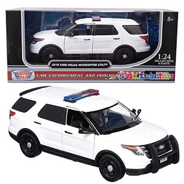 Imagem de Motor Max DIECAST 1:24 W/B - 2015 Ford Police Interceptor Utility with Light BAR (White) 76959